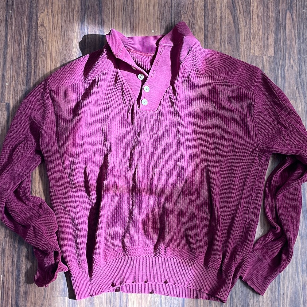 LL Bean Burgundy Cotton Vintage Fisherman Sweater